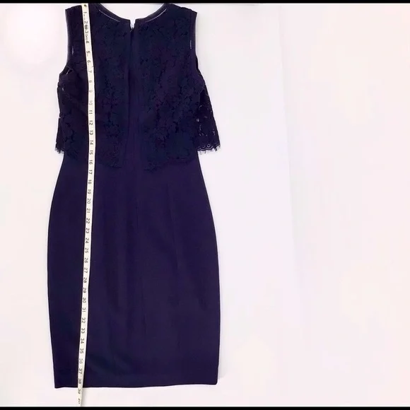 Rebecca Taylor Blue Refined Suiting Dress W/ Lace Size 4